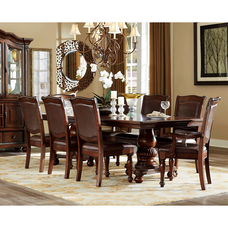 Canora Grey Roxette 9 Piece Extendable Double Pedestal Dining Set